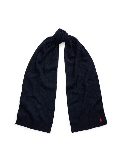 Polo Ralph Lauren szalik wełniany damski kolor granatowy gładki 455956296 - zdjęcie produktu nr 1