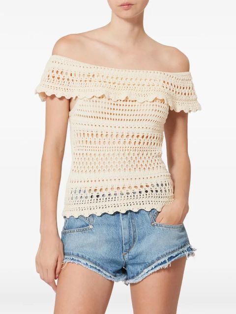MARANT ÉTOILE ZAELLE crochet off-shoulder top - Neutrals