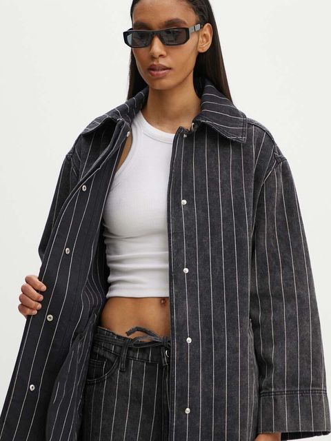 Day Birger et Mikkelsen płaszcz jeansowy Hobbes - Denim Stripes damski kolor czarny przejściowy oversize DAY65243251