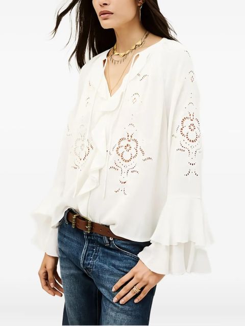 Ba&Sh Omar embroidered ruffled blouse - White