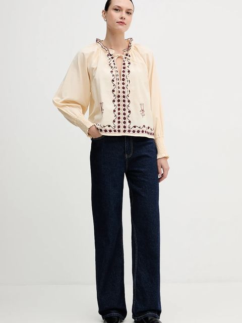 Hoss Intropia bluzka damska kolor beżowy z aplikacją 6282695 - zdjęcie produktu nr 2