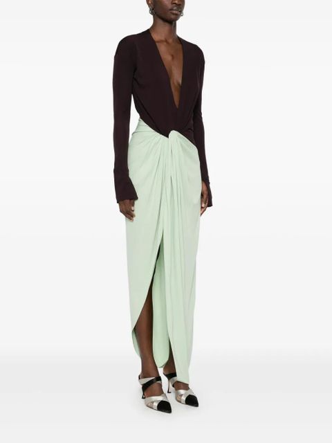 Victoria Beckham knot-detail jersey gown - Green