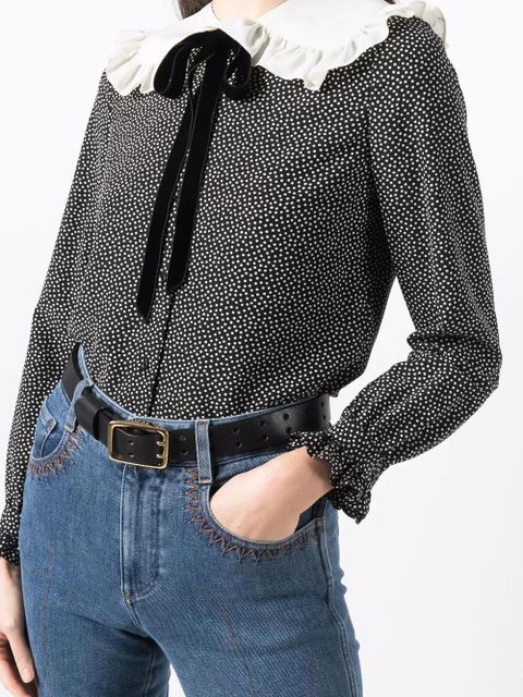 Saint Laurent Peter Pan-collar polka-dot blouse - Black