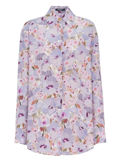 Balmain floral-print shirt - Purple - zdjęcie produktu nr 1