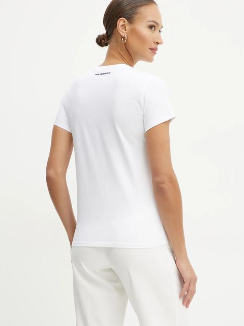 Karl Lagerfeld t-shirt bawełniany IKON damski kolor biały A1W17124