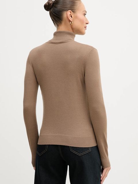 Sisley sweter damski kolor brązowy lekki z golfem 11BAM201C - zdjęcie produktu nr 2