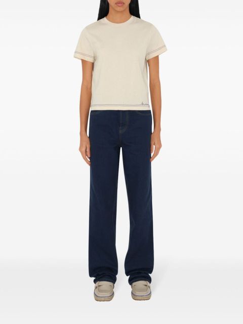 Burberry logo-embroidered cotton T-shirt - Neutrals - zdjęcie produktu nr 2