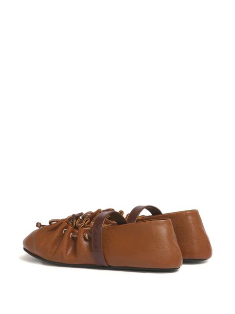 Marni strap leather ballet flats - Brown