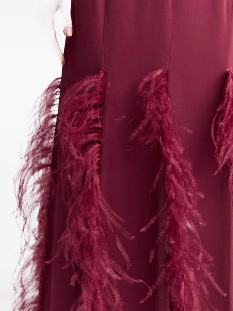 16Arlington Lett feather-trim maxi dress - Red