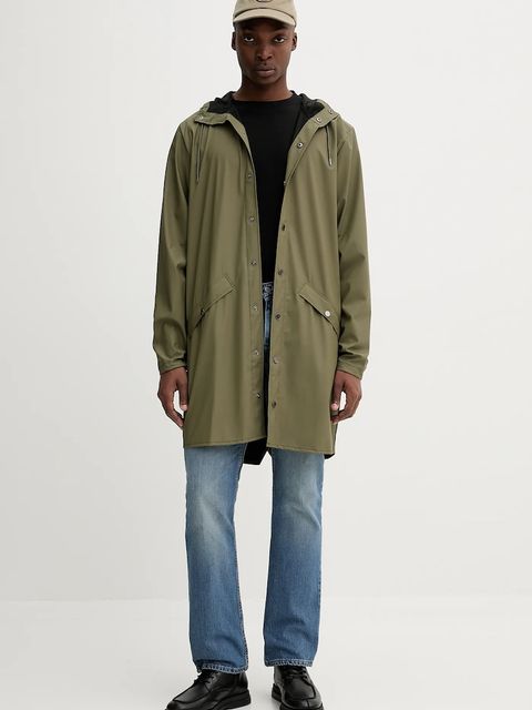 Rains kurtka 12020 Long Jacket kolor zielony przejściowa 12020