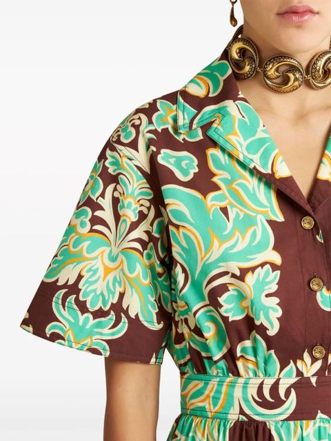 ETRO Venus-print cotton shirtdress - Green