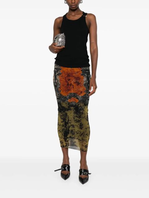 Jean Paul Gaultier baroque-print skirt - Orange