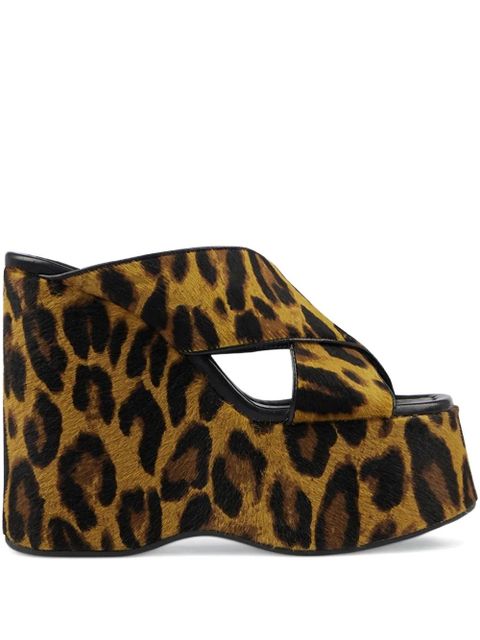 Paris Texas 135mm Mara leopard-print platform sandals - Brown - zdjęcie produktu nr 1