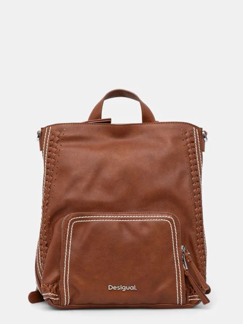 Desigual plecak TRAMA PRETORIA damski kolor brązowy mały gładki 25SAKP21