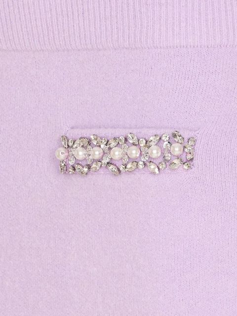 Self-Portrait rhinestone-embellished knit skirt - Purple
