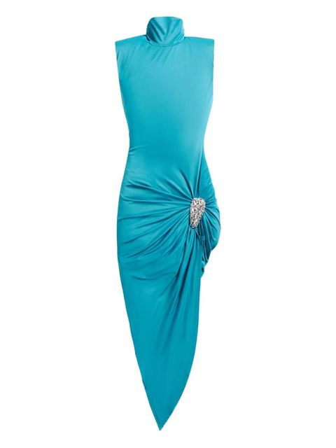 AREA crystal-embellished draped midi dress - Blue - zdjęcie produktu nr 1
