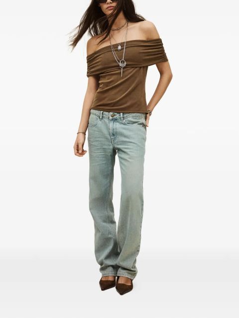 Ba&Sh Bene gathered off-shoulder top - Brown - zdjęcie produktu nr 2