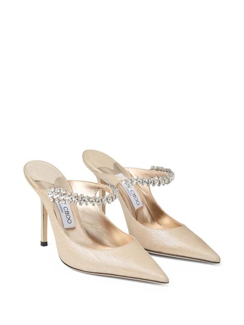 Jimmy Choo 100mm crystal-embellished heeled mules - Gold - zdjęcie produktu nr 2