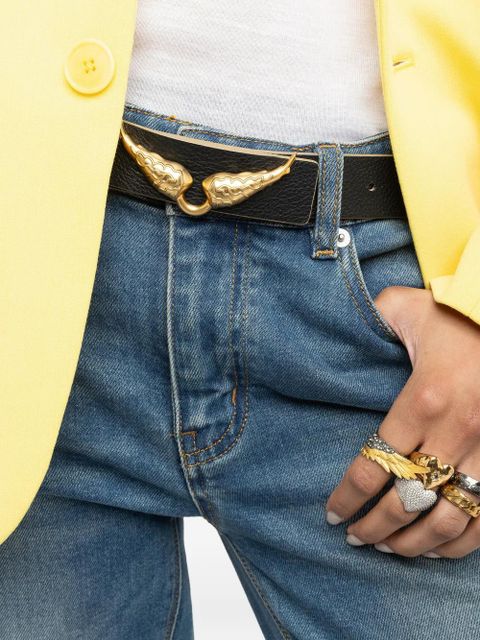 Zadig&Voltaire reversible wings leather belt - Neutrals