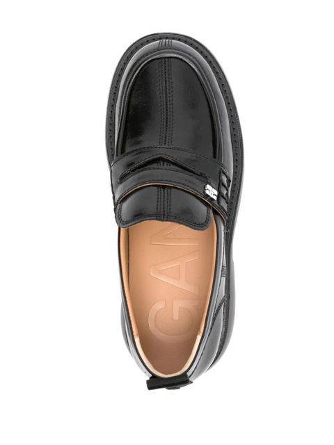 GANNI logo-plaque platform loafers - Black