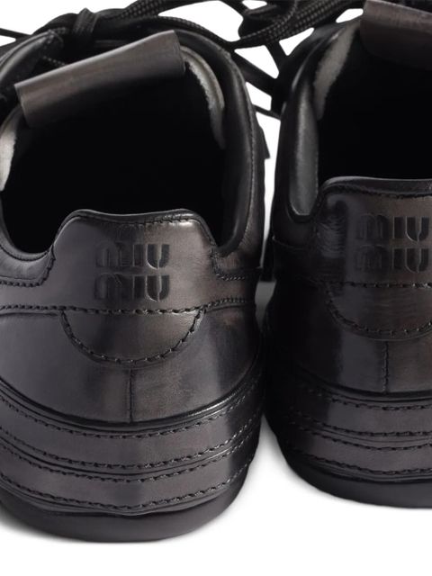 Miu Miu buckle-strap leather sneakers - Black