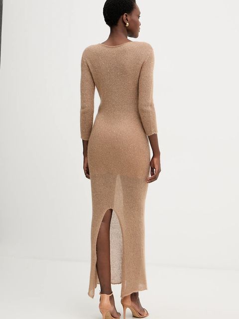 Liviana Conti sukienka z dodatkiem wełny kolor brązowy maxi prosta L5WG63