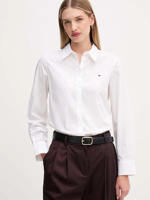 Tommy Hilfiger koszula damska kolor biały regular z kołnierzykiem klasycznym WW0WW47169 - zdjęcie produktu nr 1