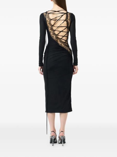 Blumarine lace-insert midi dress - Black