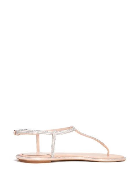 René Caovilla Diana crystal-embellished flat sandals - Neutrals