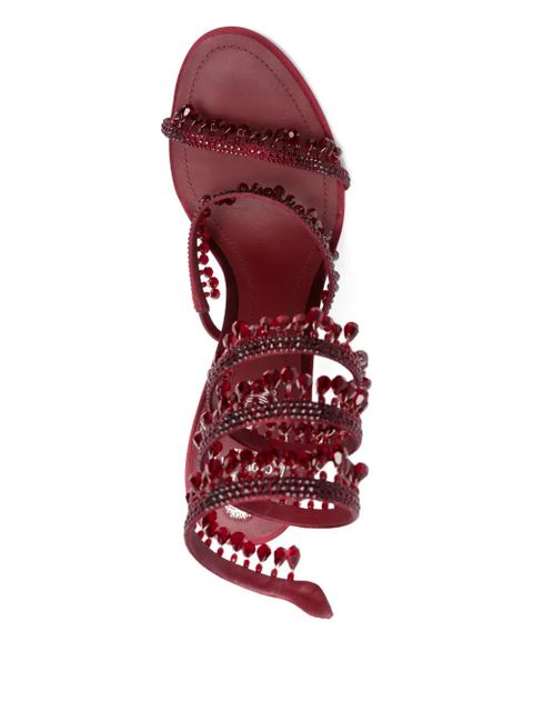 René Caovilla 110mm embellished satin heeled sandals - Red