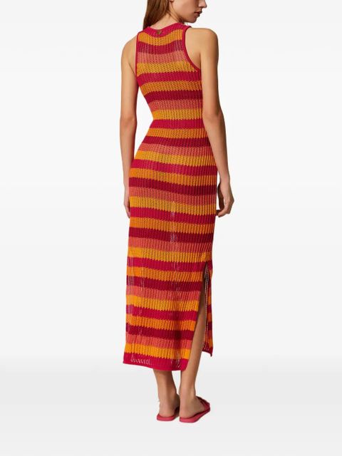 TWINSET striped knit midi dress - Red