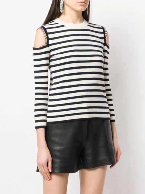 Alexander McQueen chain-embellished striped jumper - Neutrals