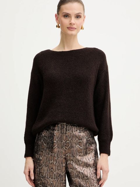 Morgan sweter z domieszką wełny MREINE damski kolor brązowy MREINE - zdjęcie produktu nr 1