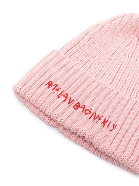 Ruslan Baginskiy hand-embroidered ribbed beanie - Pink - zdjęcie produktu nr 2
