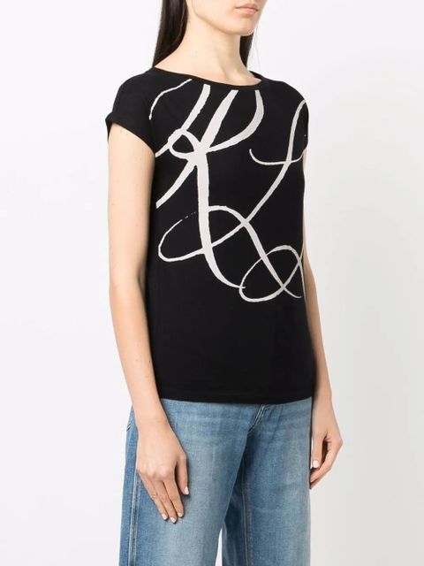 Lauren Ralph Lauren oversized logo print top - Black