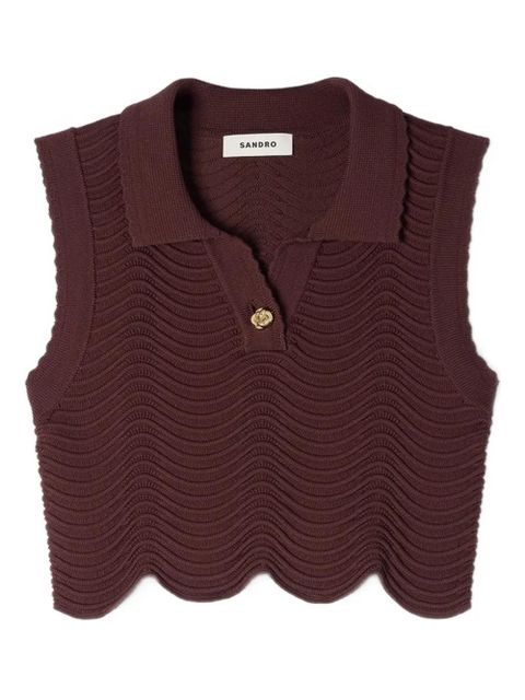 SANDRO scalloped-hem single-button top - Purple - zdjęcie produktu nr 1