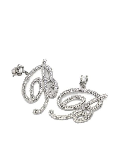 Blumarine crystal-logo earrings - Silver