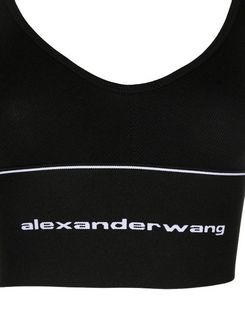 Alexander Wang logo elasticated-hem bra - Black - zdjęcie produktu nr 2