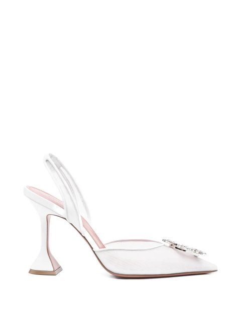 Amina Muaddi Begum mesh embellishment sling pump - White - zdjęcie produktu nr 1