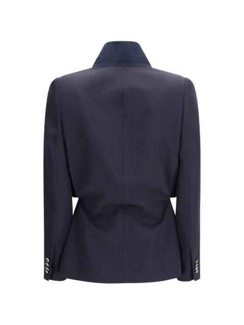 Alexander McQueen collarless wool blazer - Blue