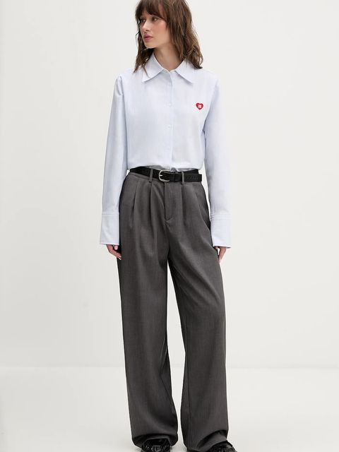 HUGO koszula bawełniana Erselia damska kolor niebieski regular z kołnierzykiem klasycznym 50556370 - zdjęcie produktu nr 2