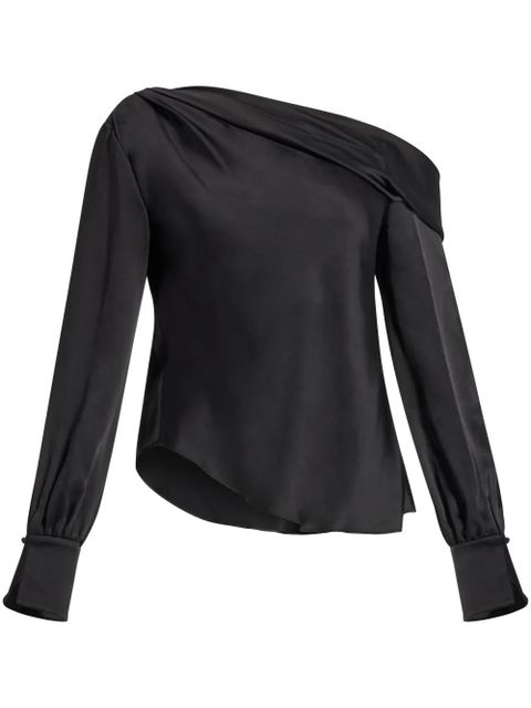 Simkhai Alice cold-shoulder satin blouse - Black - zdjęcie produktu nr 1