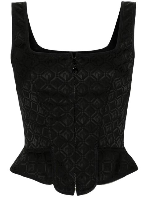 Marine Serre Moon Diamant jacquard corset top - Black - zdjęcie produktu nr 1
