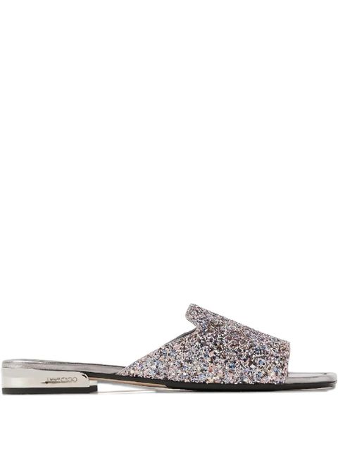 Jimmy Choo Nako glitter logo strap sandals - Silver - zdjęcie produktu nr 1