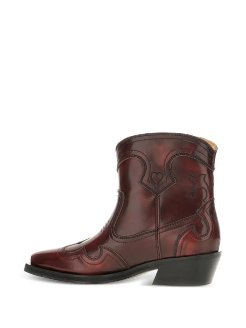 GANNI heart-motif leather boots - Red