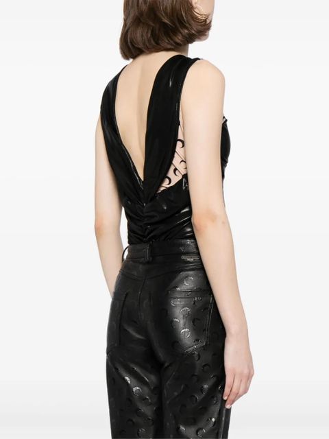 Marine Serre logo-print panelled bodysuit - Black