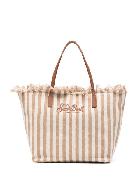 MC2 Saint Barth City striped fringed tote bag - White - zdjęcie produktu nr 1