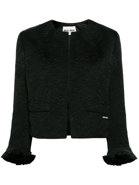 Miu Miu floral-matelessé cropped jacket - Black - zdjęcie produktu nr 1