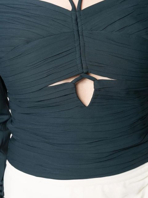 Self-Portrait crepe cut-out top - Blue