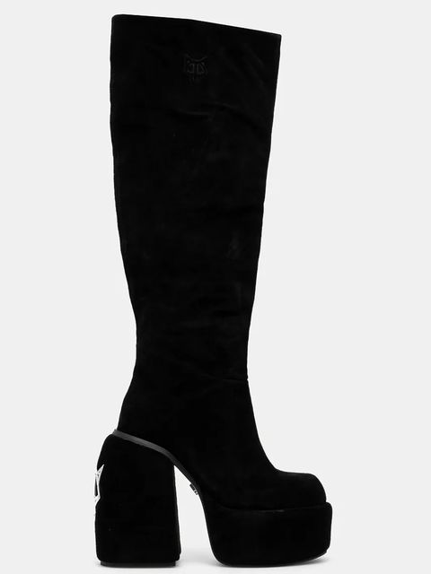 Naked Wolfe kozaki Space damskie kolor czarny na słupku Space Black Kid Suede - zdjęcie produktu nr 1